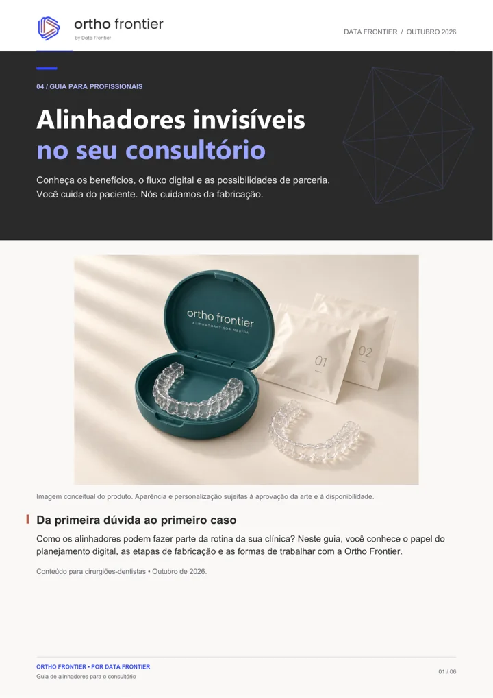 Capa do e-book Alinhadores invisíveis no seu consultório, da Ortho Frontier